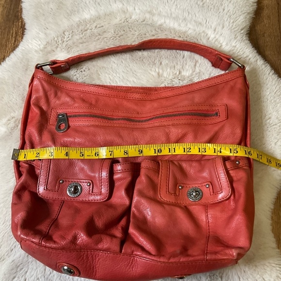 Marc Jacobs Hobo Red Turnlock. Leather Shoulder Bag Purse Slouchy - Picture 9 of 12